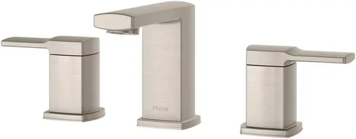 Pfister Deckard LG49DAPK - Grifo de lavabo de baño, 8 pulgadas de ancho, 2 asas, 3 agujeros, acabado de níquel cepillado, LG49DAPK