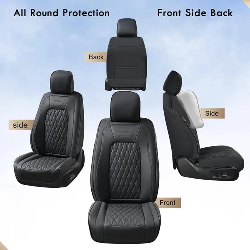 Miniatura 6 de Coverado Funda de asiento de cuero, ajuste personalizado para fundas de asiento Ford F150, fundas de asiento para camioneta Ford F150 impermeables