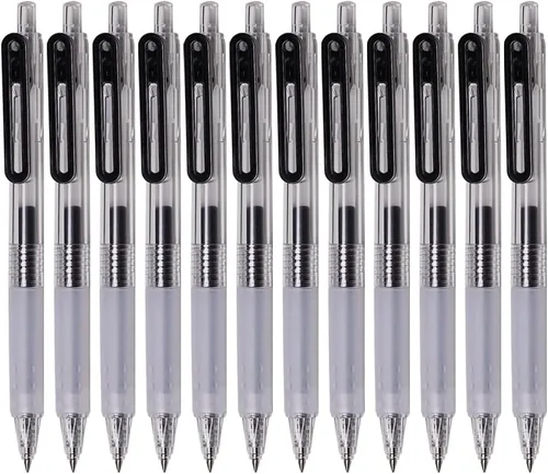 Miniatura 10 de Bolígrafos de punta ultrafina 0.38 de escritura suave retráctiles para diario, planificador, toma de notas, punta de 0.38 mm, tinta negra de secado