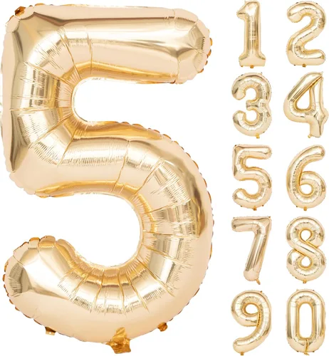 Miniatura 141 de Globos de helio de 40 pulgadas con dígitos dorados para fiesta de cumpleaños., Número 0, 40 pulgadas, número 0 oro 7