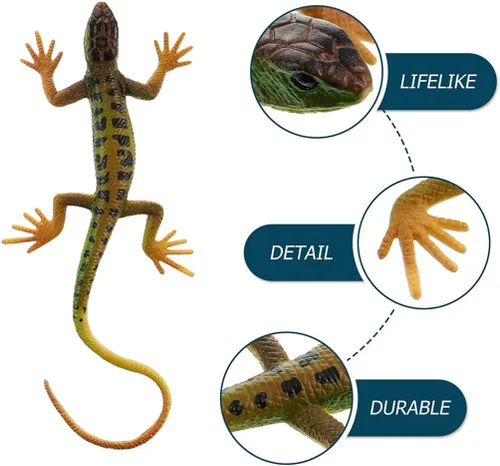 Miniatura 7 de NUOBESTY Figura de lagarto falso de juguete de plástico de lagarto figura de acción de reptil juguete para colección ciencia educativo (verde)