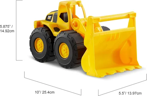 Miniatura 4 de CAT Juguetes de construcción, juego de arena con cargador frontal, cargador de 10 pulgadas, casco duro y 3 herramientas de arena, juguetes de playa