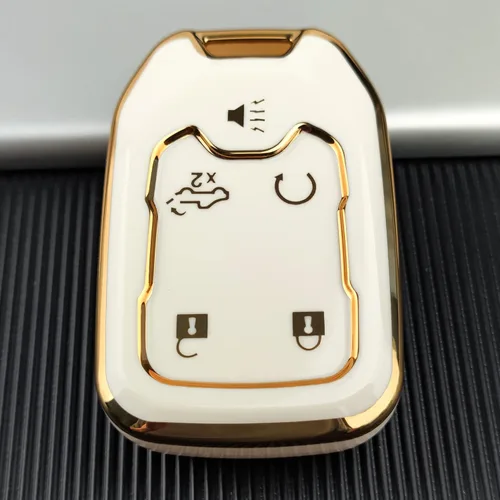 Miniatura 3 de OLLEN Funda para llavero de TPU de 5 botones, compatible con GMC Acadia 2017-2025, para Terrain 2018-2025, para Sierra 2019-2025, para Chevy Blanco+R