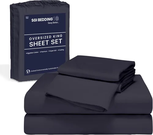 Miniatura 20 de SGI Bedding 108" x 108" Juego de sábanas de 4 piezas de tamaño Alaskan King de 1000 hilos 100% de algodón egipcio - Sábanas de bolsillo profundo