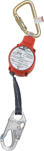 Miller by Honeywell MiniLite - Limitador de caída personal de 11 pies con mosquetón de acero y gancho a presión, capacidad de 310 libras