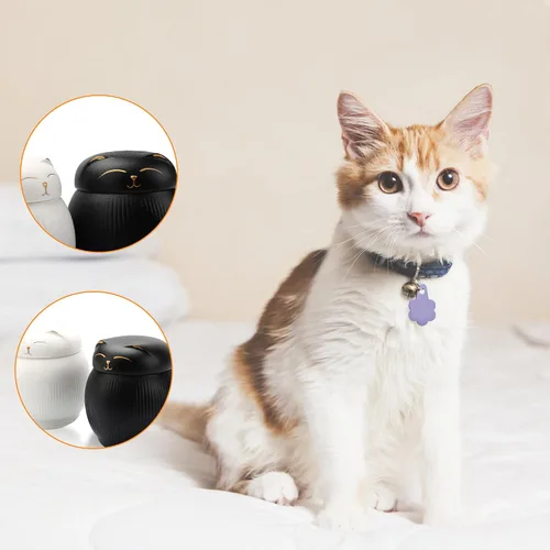 Miniatura 6 de Urna de cerámica para gatos para cenizas, caja conmemorativa para mascotas con tapa segura, urnas funerarias, recuerdo de cremación para gatos