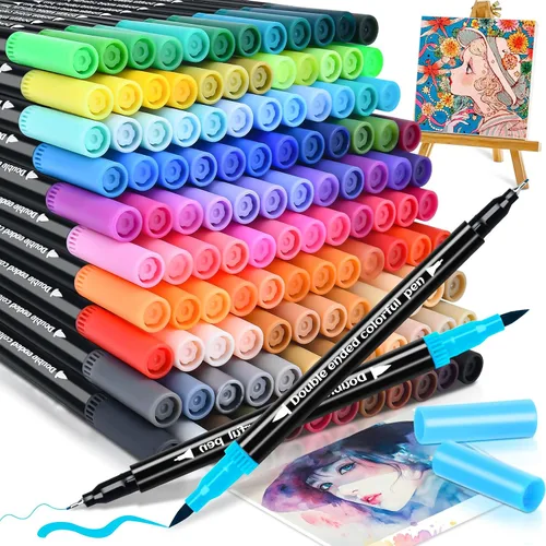 Rotuladores dobles de 120 colores, marcadores artísticos de colores para libros de colorear para adultos, pincel y punta fina, juego de marcadores