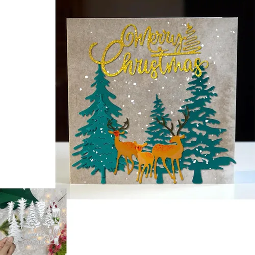 Miniatura 18 de Lapoo Troquel de corte de metal de Navidad para álbumes de recortes, marco de fondos 3D, troqueles de corte, bricolaje, álbum, decoración