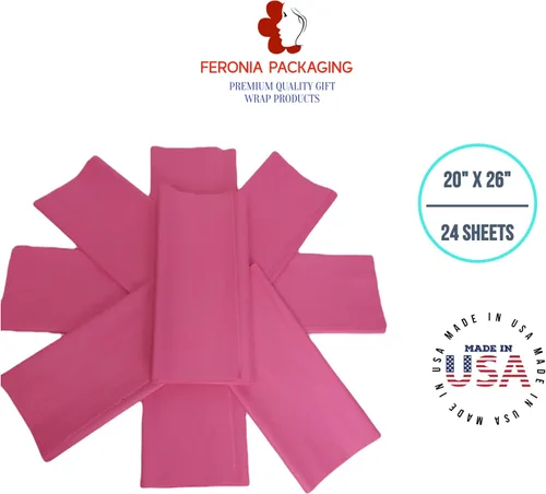 Miniatura 4 de Cuadrados de papel de seda rosa intenso, 24 hojas a granel, papel de regalo premium y suministros de arte para cumpleaños, vacaciones o regalos por