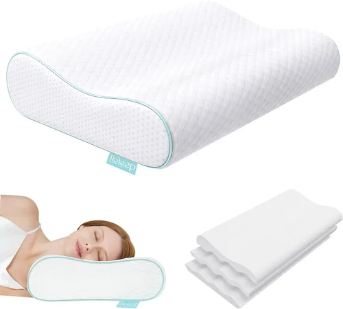 Miniatura 9 de Almohada de espuma viscoelástica ergonómica Releep - Almohada ortopédica de soporte cervical para alivio del dolor de cuello y hombro, almohada