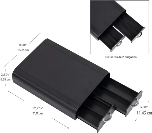 Miniatura 3 de Mind Reader Organizador de cápsulas de una sola porción, 2 cajones, capacidad para 24 cápsulas, color negro
