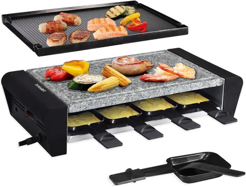 Miniatura 13 de TAMARIT Raclette - Parrilla de mesa portátil 3 en 1, barbacoa coreana, parrilla eléctrica para interiores con placa reversible antiadherente