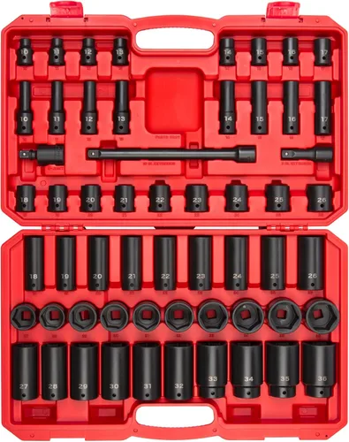 Miniatura 15 de TEKTON Juego de llaves de impacto de 6 puntos poco profundas de 1/2 pulgada con funda, 23 piezas (0.394-1.260 in) SID92322 Sólo herramienta