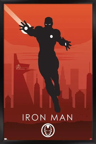 Miniatura 9 de Trends International Marvel Heroic Silhouette - Póster de pared de Iron Man, 14.725 x 22.375 pulgadas, versión enmarcada de madera de granero