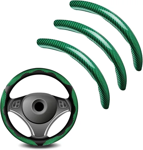 Miniatura 16 de 3 piezas de funda universal para volante de fibra de carbono - Diseño antideslizante y segmentado, protector de volante universal duradero al 99%