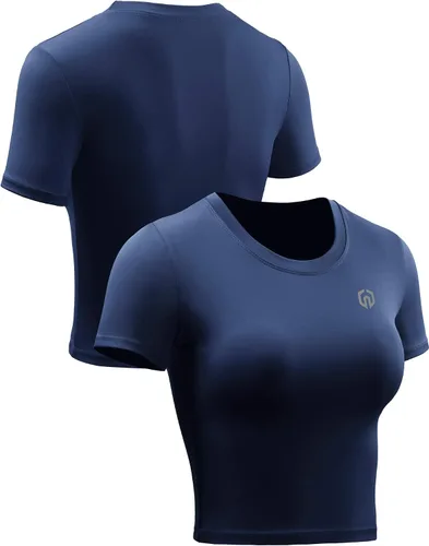 Miniatura 4 de NELEUS Camiseta corta sin mangas para mujer, ajuste seco, atlética, para correr, paquete de 3