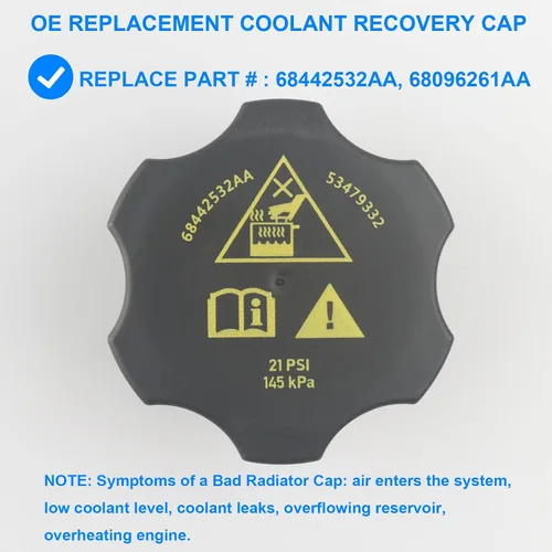 Miniatura 2 de Tapa de recuperación de refrigerante del radiador, repuesto 68442532AA compatible con Chrysler Dodge Jeep Ram EcoDiesel - Cherokee Ram 1500