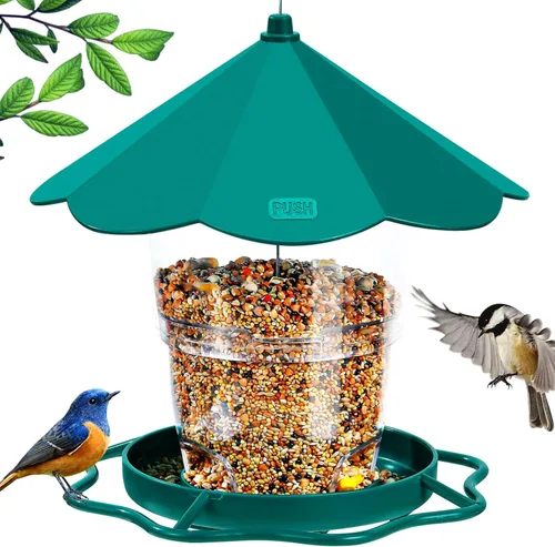 Miniatura 11 de Hanizi Comedero para pájaros colgante al aire libre para semillas de aves silvestres, marrón