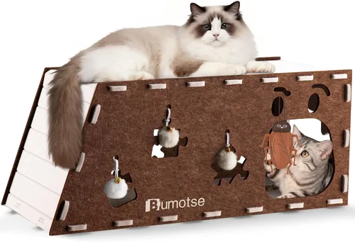 Miniatura 11 de Cueva de fieltro para gatos de interior, túnel modular escondite para gatos grandes de hasta 22 libras, acogedor condominio de fieltro lavable