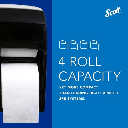 Miniatura 7 de Scott Professional Dispensador de papel higiénico estándar sin núcleo de alta capacidad (44518), negro, capacidad para 4 rollos, montado