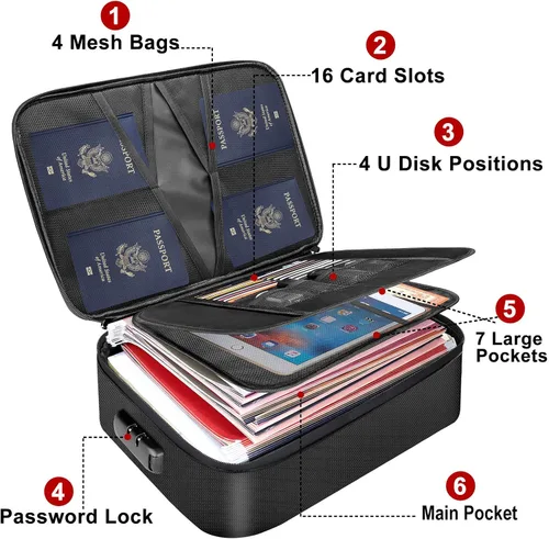 Miniatura 2 de DocSafe Bolsa organizadora de archivos, juego de caja de documentos ignífuga con cerradura