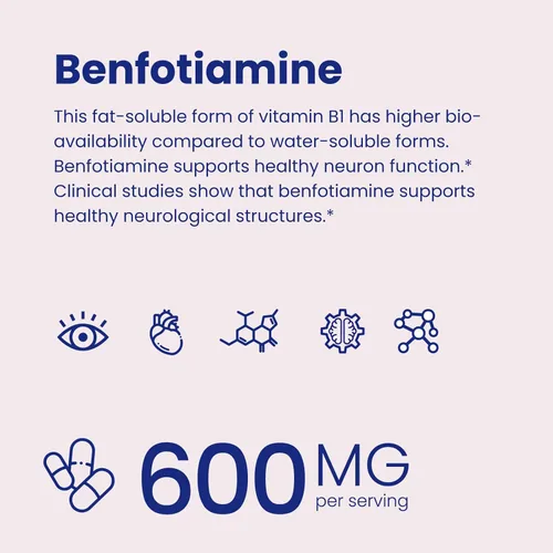 Miniatura 2 de VHC Suplemento de vitamina B1 Benfotiamina de 600 mg - 5 veces soluble en grasa tiamina vitamina B1 - Max Boost biodisponible tiamina B1 Niveles