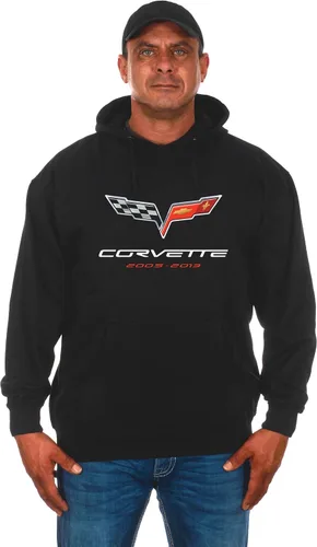 JH DESIGN GROUP Sudadera con capucha Chevy Corvette para hombre, con logotipo de la serie C6, color negro, Negro -