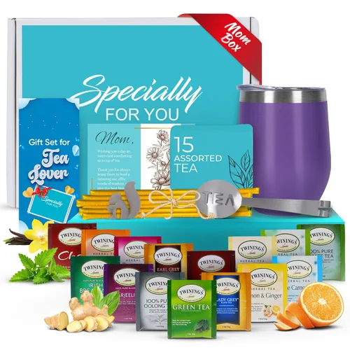 Miniatura 14 de Juego de regalo de té para mujeres y hombres – Elegante juego de té para mujer con 15 tés únicos, vaso de acero inoxidable y 10 pajitas de miel