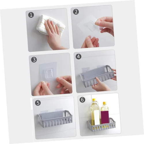 Miniatura 3 de Cabilock Estante de baño montado en la pared, cesta de almacenamiento para ducha y cocina, café claro, organizador multiusos para almacenamiento