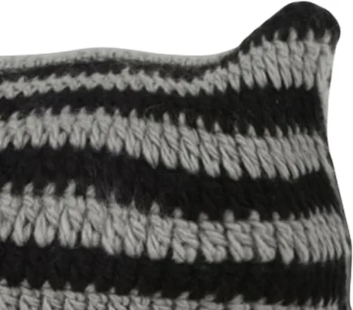 Miniatura 3 de Gorro de invierno para mujer, cálido, holgado, con orejas de gato, a rayas, con puños, calavera, cálido, para esquí