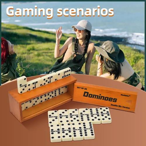 Miniatura 6 de Conjunto de dominós para adultos, juego de dominós jumbo doble 6, juego de mesa clásico para adultos y personas mayores, dominó doble seis