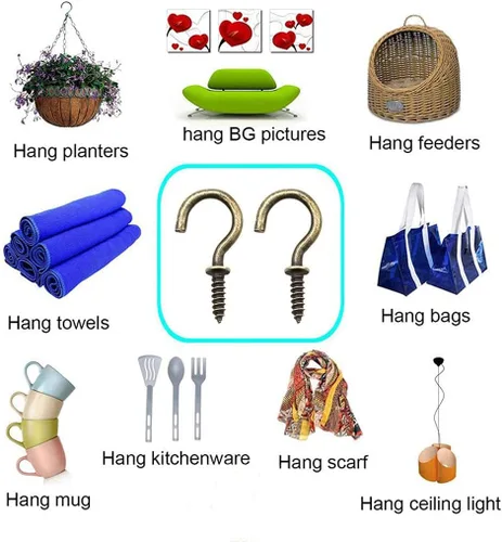 Miniatura 5 de Ganchos de techo pequeños de bronce – Luces atornilladas de 5/8 pulgadas y ganchos de joyería (paquete de 40)