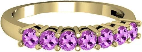 Miniatura 2 de Dazzlingrock Collection 2.5mm Round Gemstone Seven Stone Stackable Wedding Band for Women in 14K Solid Gold