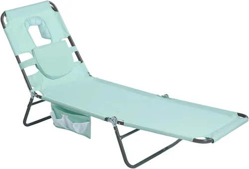 Miniatura 12 de SUNNYFEEL - Silla de bronceado plana con agujero boca abajo y ranuras para los brazos, silla de playa para tomar el sol, silla plegable de 5