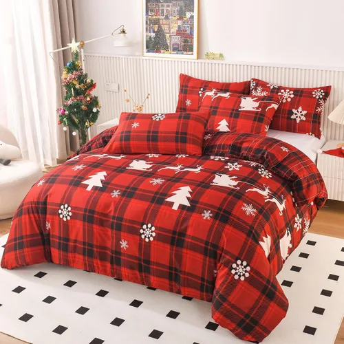 Miniatura 3 de Mengersi - Juego de funda de edredón de Navidad tamaño Full, funda de edredón con diseño de árbol de Navidad y copo de nieve, funda de edredón