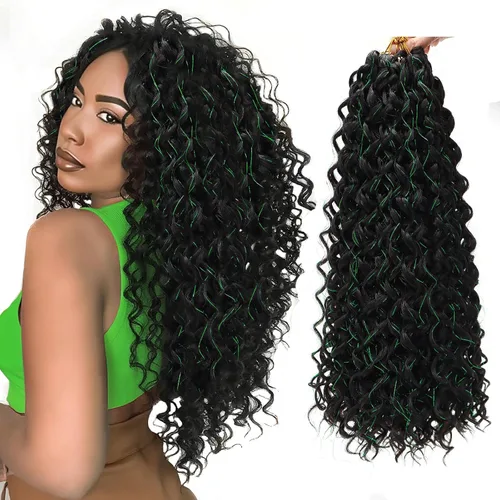 Miniatura 62 de 8 Paquetes de Cabello Rizado con Ganchillo GoGo, Cabello Rizado con Ganchillo para Mujeres Negras, Trenzado de Onda Profunda, Cabello Sintético