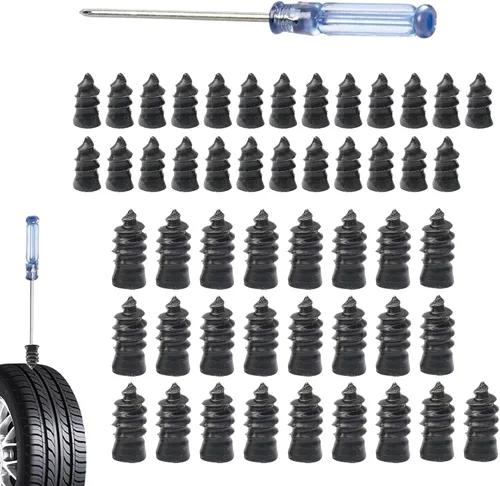 Miniatura 8 de 50 clavos de reparación de neumáticos, tapones de tornillo de goma en espiral autorroscantes, herramienta de reparación rápida de pinchazos
