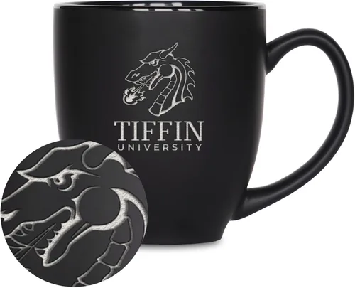 Miniatura 132 de Rico Industries - Taza de cerámica mate negra con grabado láser estándar de 15oz para NCAA (escuelas T & U) - Para bebidas calientes o frías