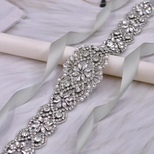 Miniatura 25 de azaleas Cinturón de boda fino de cristal para mujer, cinturón de novia para boda, dama de honor, accesorios de vestido de niña de las flores, 16