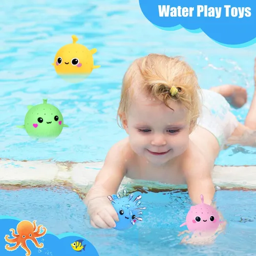 Miniatura 6 de 4 bolas de agua de delfines, juguetes sensoriales flotantes para aliviar el estrés para niños, pelotas de agua para niños pequeños, juguetes
