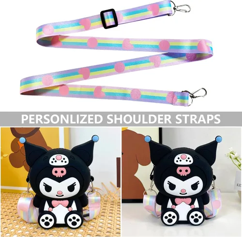 Miniatura 6 de CZZLYJ Kuromi Kuromi Bag Kuromi de dibujos animados Kawaii Bolso de hombro lindo Kuromi Wallet My Melody Anime Monedero Regalos de cumpleaños, Negro