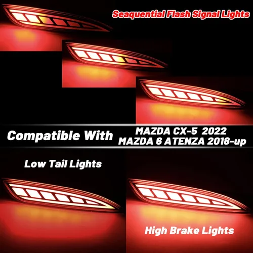 Miniatura 3 de Conjunto de Luz Antiniebla LED de Lente Roja para Parachoques Trasero Compatible con Mazda 6 2018-2021 cx5 cx-5 2022 Funciona como Lámpara