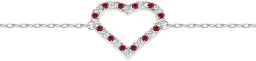 Miniatura 2 de Diamondere Pulsera de cadena de corazón de diamantes y piedras preciosas naturales y certificadas, en oro blanco de 14 quilates, pulsera de 0.34