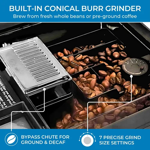 Miniatura 4 de Kenmore Cafetera de Café Completamente Automática - con Molinillo, Espumador de Leche y Vaporizador, Tamper Automático, Máquina de Espresso Blanco