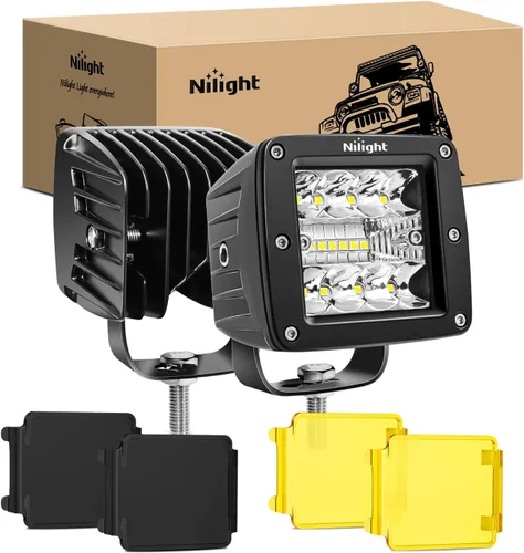 Miniatura 9 de Nilight 2 cubos LED de 3 pulgadas y 42 W mejorados, combo de inundación de puntos, luces antiniebla todoterreno de conducción cuadrada de 12 V, 5