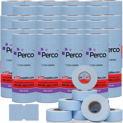 Miniatura 18 de Etiquetas azules Perco de 1 línea - 8 rollos, 1 funda, 8,000 etiquetas en blanco para pistolas de precio y fecha de 1 línea Perco - Fabricadas