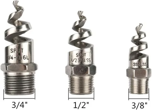 Miniatura 3 de Boquilla de chorro espiral de cono completo macho de rosca macho de acero inoxidable para riego de césped de jardín, 1/2 pulgada