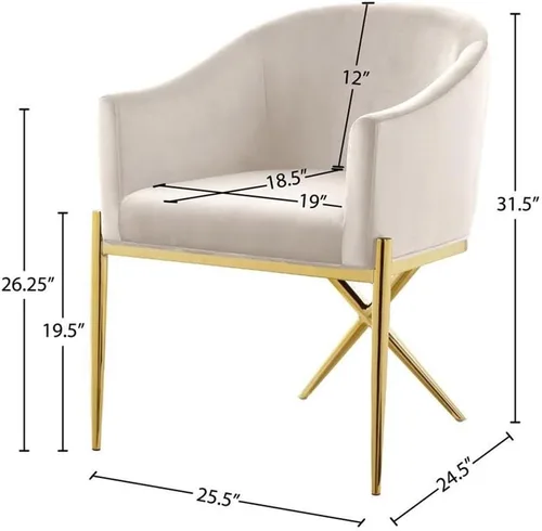 Miniatura 3 de Meridian Furniture Xavier Collection Modern Silla de comedor tapizada de terciopelo contemporáneo con patas de acero resistentes en forma de X
