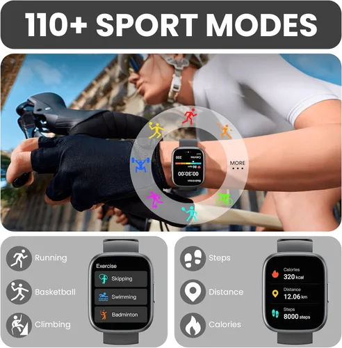 Miniatura 2 de Reloj inteligente para hombres y mujeres (respuesta/hacer llamadas), pantalla táctil de 1.95 pulgadas con monitor de frecuencia cardíaca/sueño