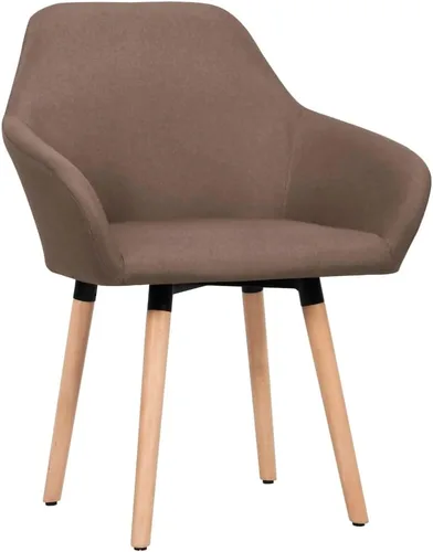 Miniatura 3 de Modern Brown Fabric Dining Chair Set, Ergonomic Comfort for Kitchen Dining Room, Solid Wood Legs, Easy Care